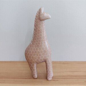 Vintage Carved Soapstone Giraffe Statue Figurine 9" Signed African Safari